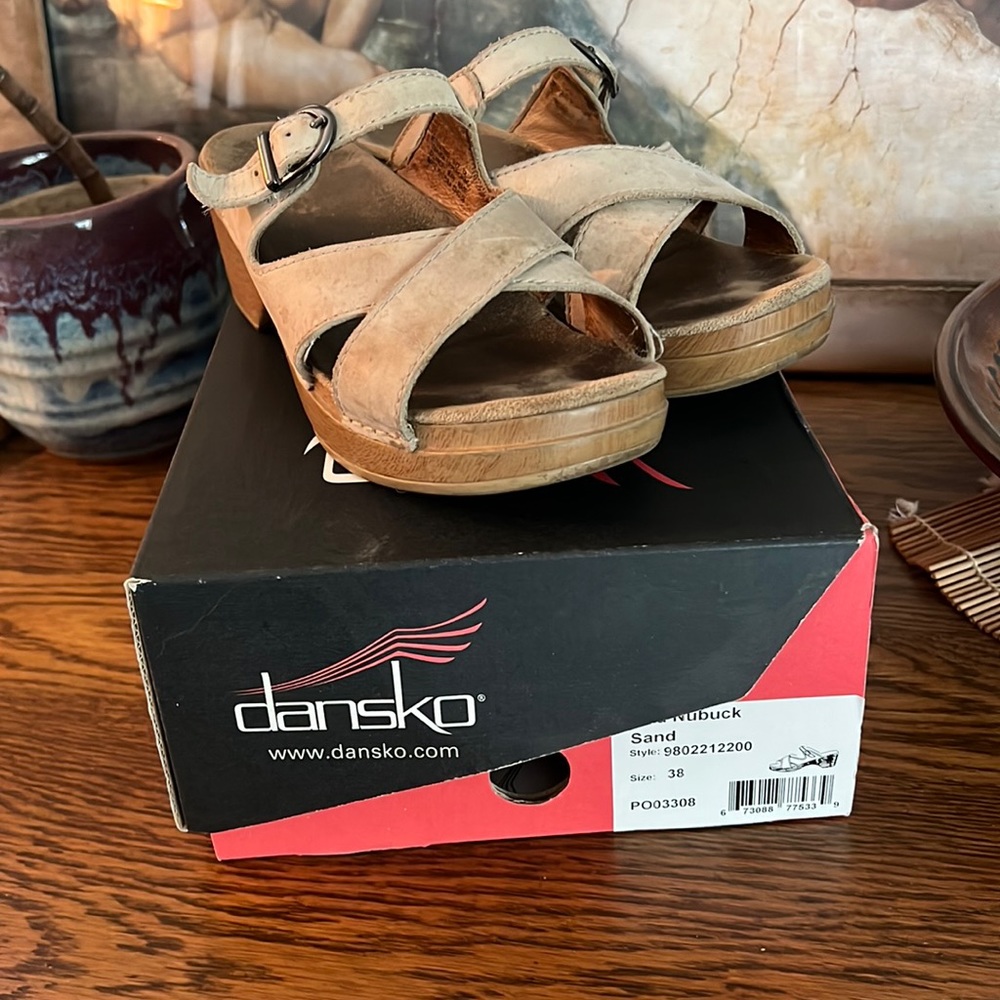 SUNMER SALE! Dansko Sela Nubuck Sandals, Size 38, Sand Color